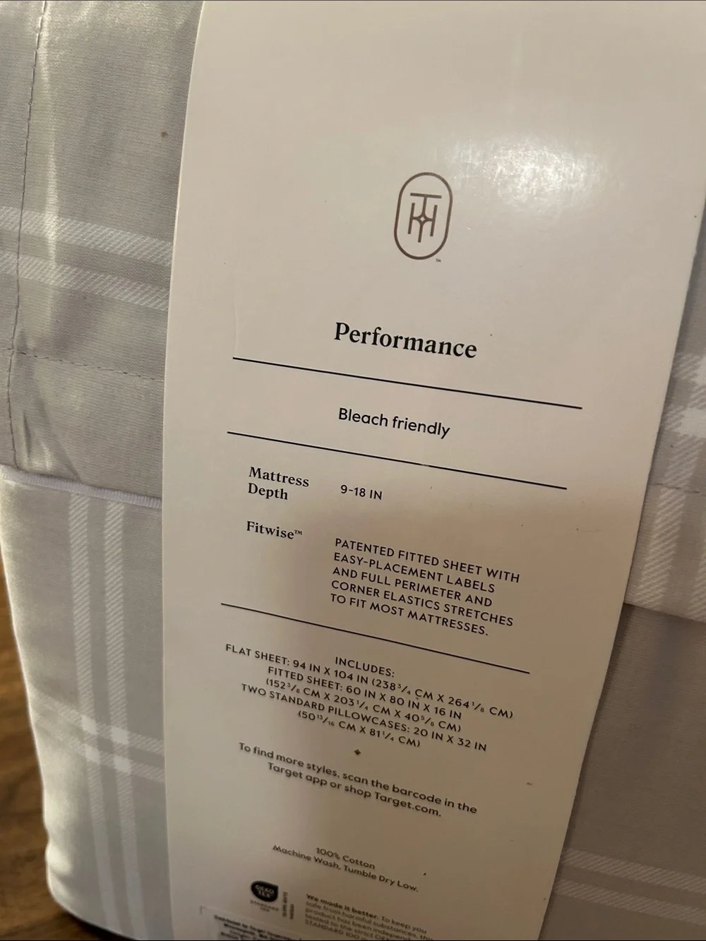 Threshold Queen Performance Sheet Set in Light Gray Plaid